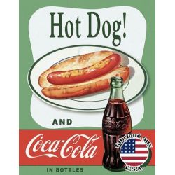 Vraie plaque américaine hot dog coca-cola 30x40 en métal éditions clouet