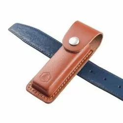 Étui à couteau Laguiole officiel en cuir et métal avec attache ceinture