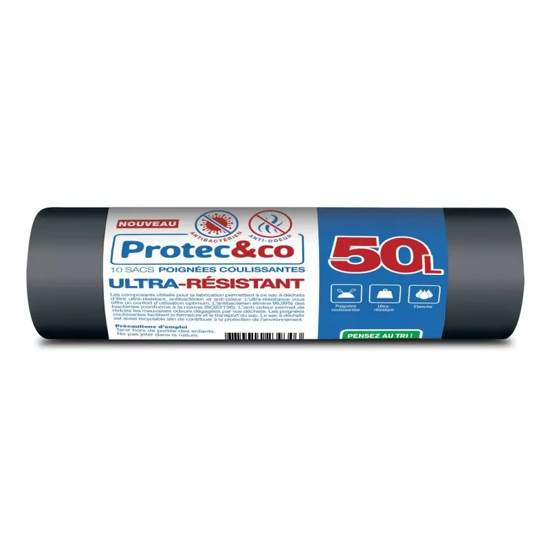 NATUR&CO Sac Poubelle Réutilisable 50L Multi Usages Zéro Plastique Ultra  Résistant, Anti odeurs, Anti bactérien, A Liens Coulissants, Lavable :  : Epicerie
